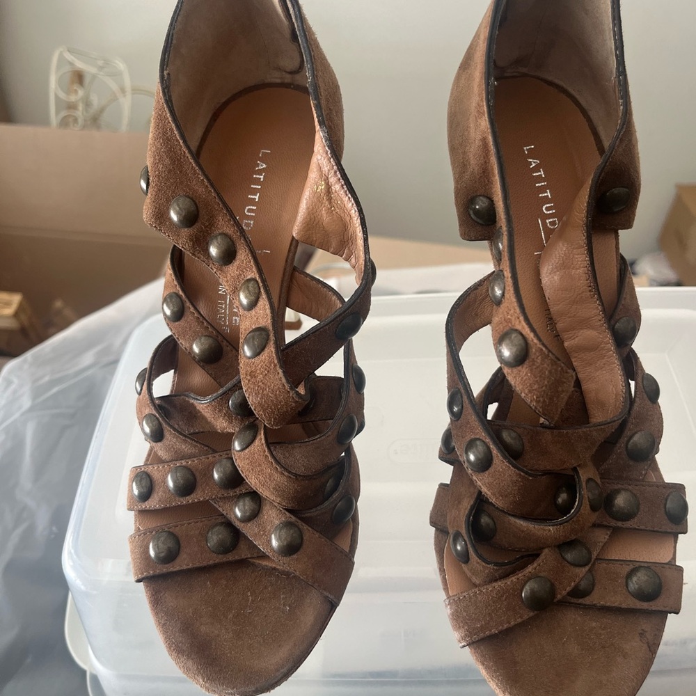 Brown Strappy Leather Sandals with Studded Details